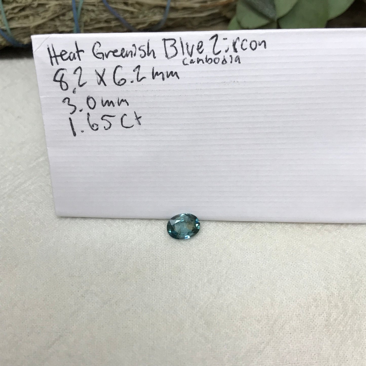 8x6mm Green Blue Zircon 1.65 carat Oval Loose Gemstone Unmounted, Sea Blue Zircon, December Birthstone, Natural Loose Zircon