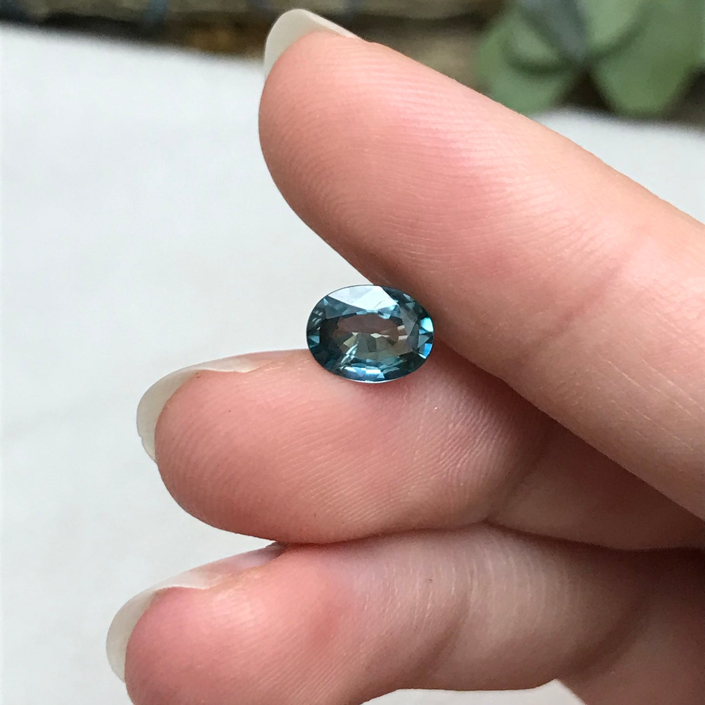 8x6mm Green Blue Zircon 1.65 carat Oval Loose Gemstone Unmounted, Sea Blue Zircon, December Birthstone, Natural Loose Zircon