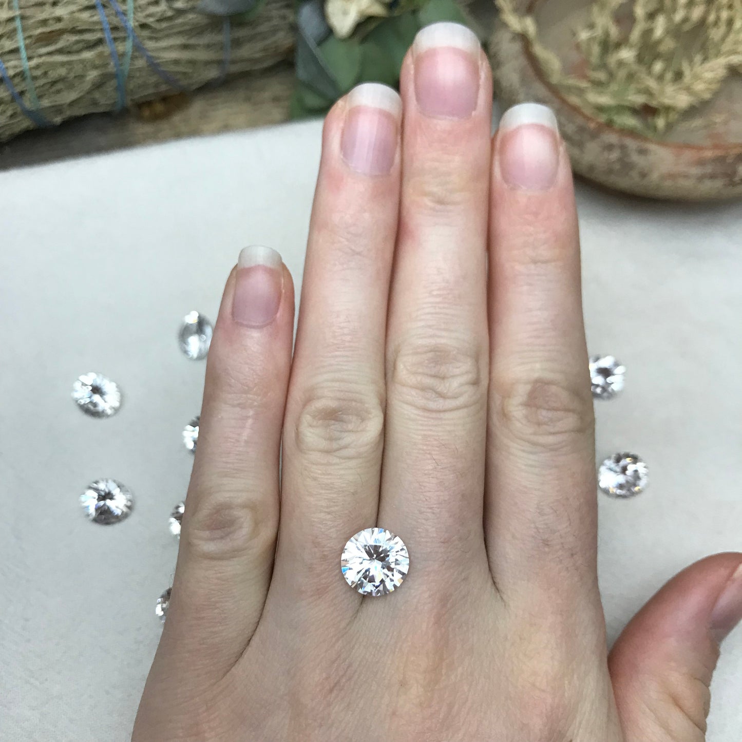 One- 10mm Round Cubic Zirconia 6-7 carat Clear Colorless CZ, Inexpensive Diamond Simulant,  Faceted Loose Gemstone for Jewelry Setting