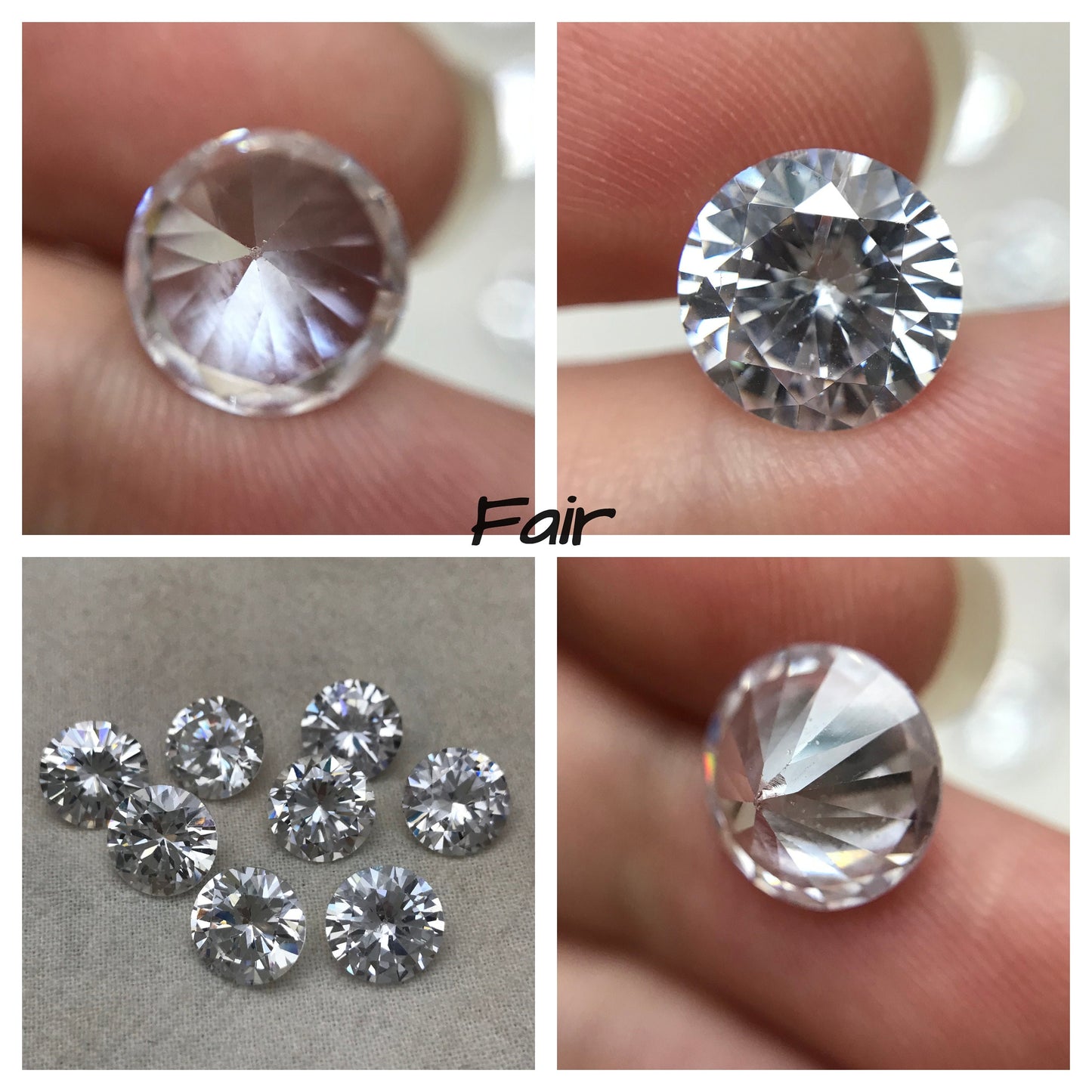 One- 10mm Round Cubic Zirconia 6-7 carat Clear Colorless CZ, Inexpensive Diamond Simulant,  Faceted Loose Gemstone for Jewelry Setting