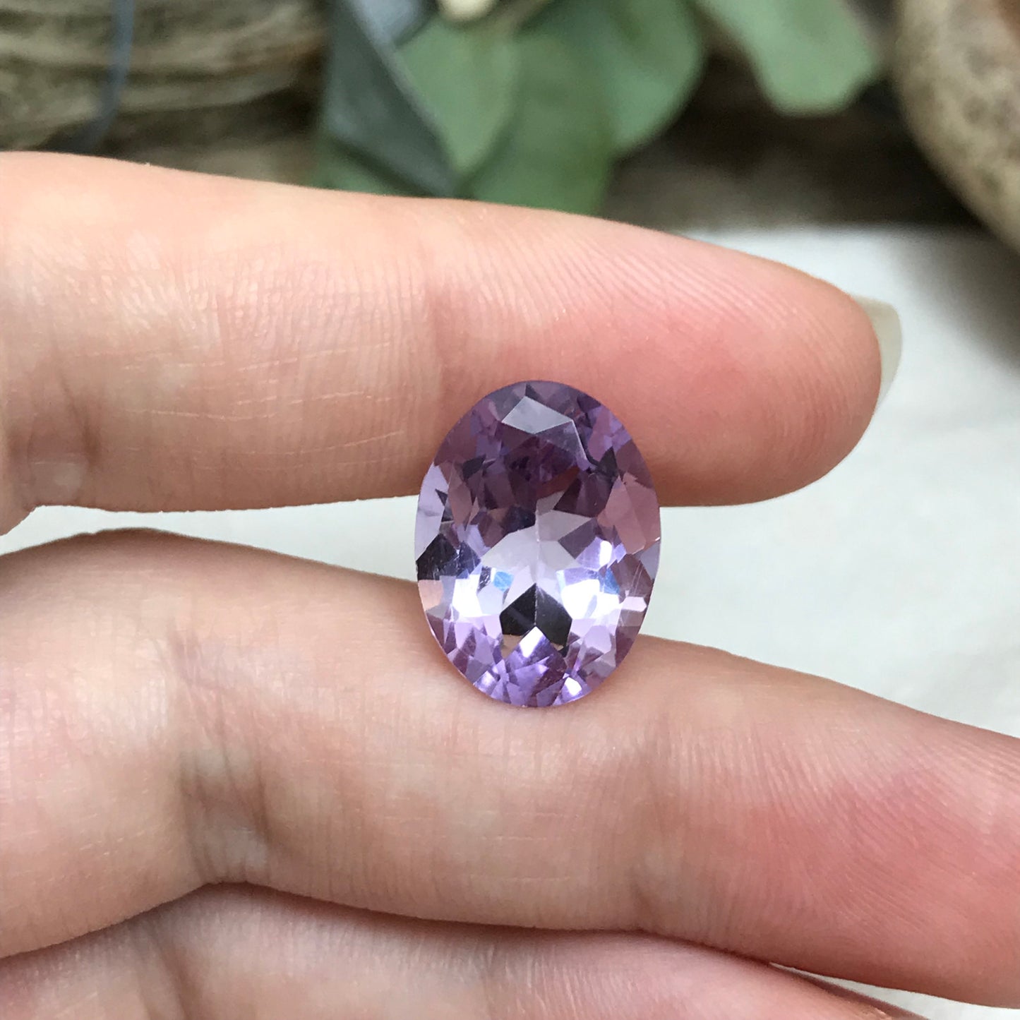 16x12mm  Light Purple Amethyst, Oval, 8.20 carat Loose Gem Reclaimed/Recycled Gemstone Faceted for Jewelry setting, February Birthstone