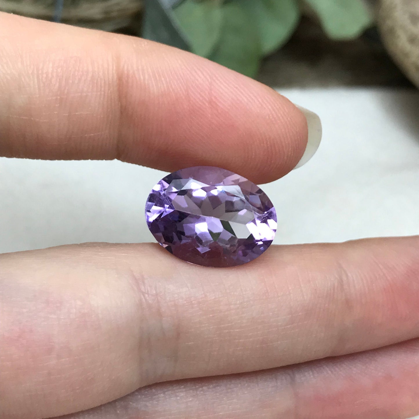 16x12mm  Light Purple Amethyst, Oval, 8.20 carat Loose Gem Reclaimed/Recycled Gemstone Faceted for Jewelry setting, February Birthstone