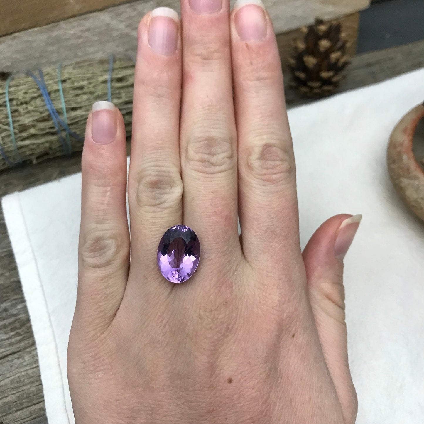 16x12mm Purple Amethyst, Oval, 8.25 carat Loose Gem Reclaimed/Recycled Gemstone Faceted for Jewelry setting, February Birthstone