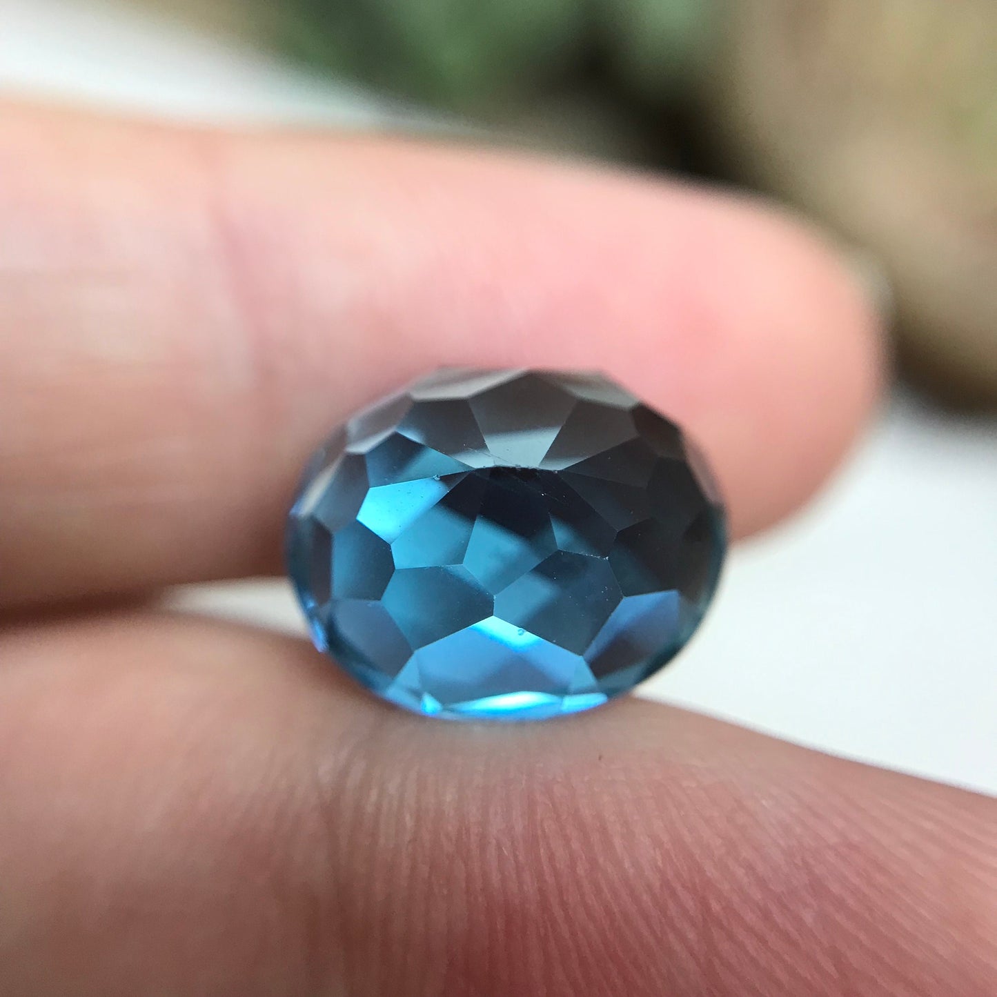 13x11mm Blue Topaz 9.58 carat, Oval Cut Loose Gem, Faceted Baby London Blue, Unmounted December Birthstone, US Seller