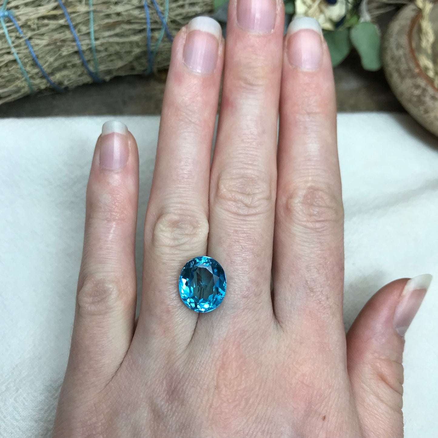 13x11mm Blue Topaz 9.58 carat, Oval Cut Loose Gem, Faceted Baby London Blue, Unmounted December Birthstone, US Seller