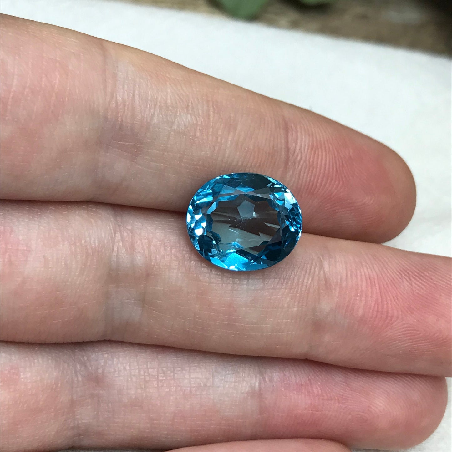 13x11mm Blue Topaz 9.58 carat, Oval Cut Loose Gem, Faceted Baby London Blue, Unmounted December Birthstone, US Seller
