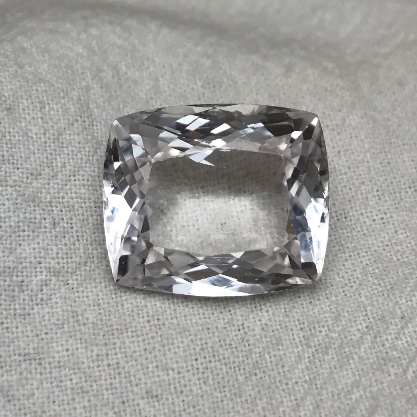 23 ct Light Kunzite/Spodumene 19x16mm Antique Cushion Cut, Imperfect Gem, Nearly Colorless Spodumene, Faceted Loose Gemstone,