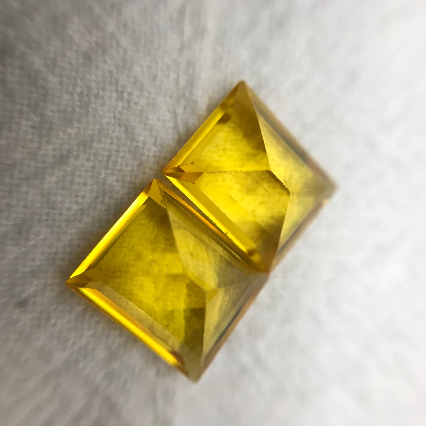 2 Yellow Lab Sapphires, 10x8mm Rectangle Cut 7.75 CTW, Matching Gems, Faceted Loose Gemstones,  US Seller, Lab Created, Synthetic Corundum
