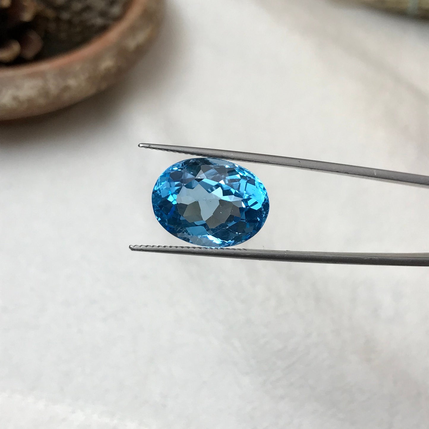 16x12mm Blue Topaz 12.53 carat Oval Cut Loose, Gemstone Blue Topaz, Faceted Blue Topaz, December Birthstone