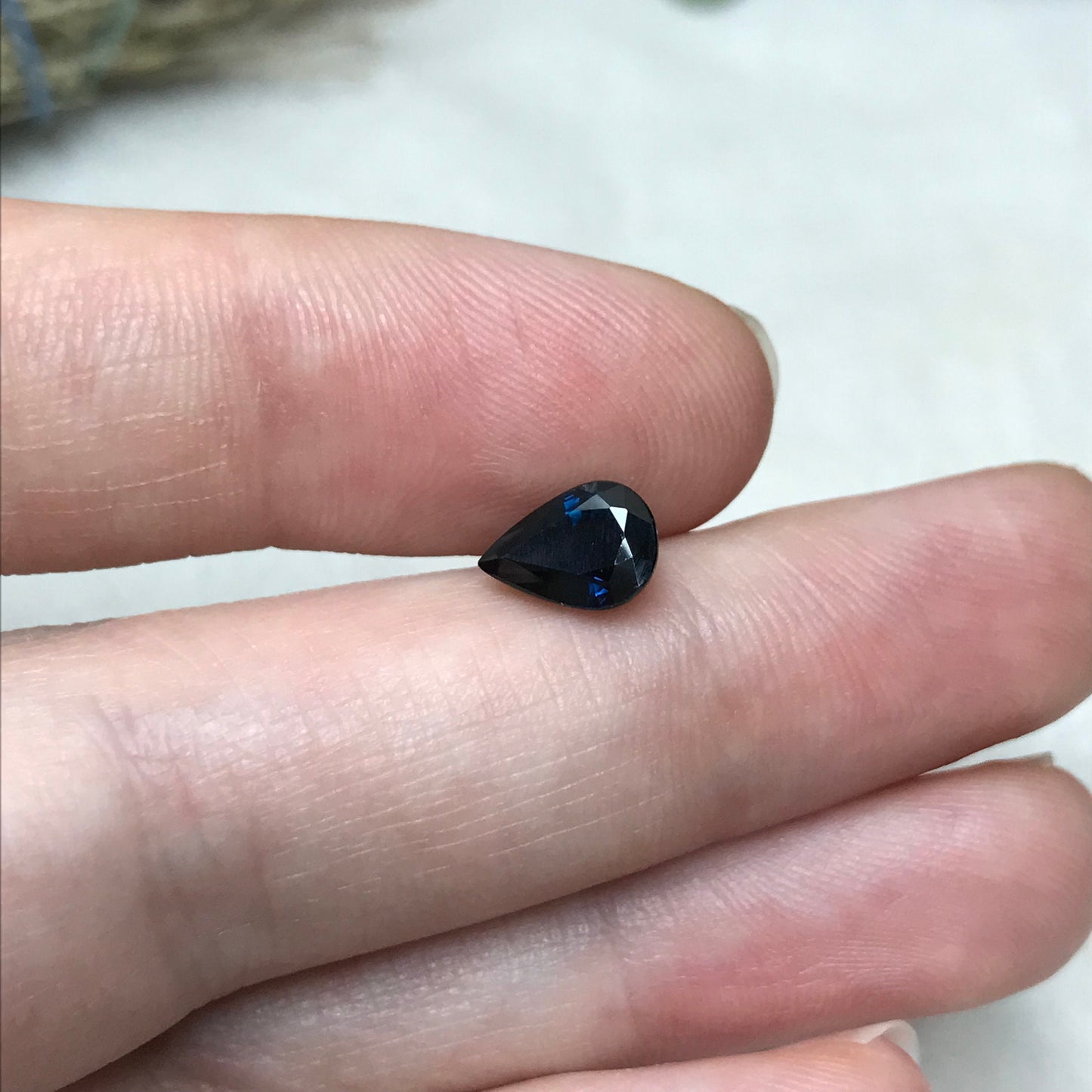 Natural Dark Blue Sapphire 8x6mm 1.47 Carat Pear Tear Drop Corundum Very Dark Blue Gem Faceted Loose Unmounted Gemstone Heated Sapphire