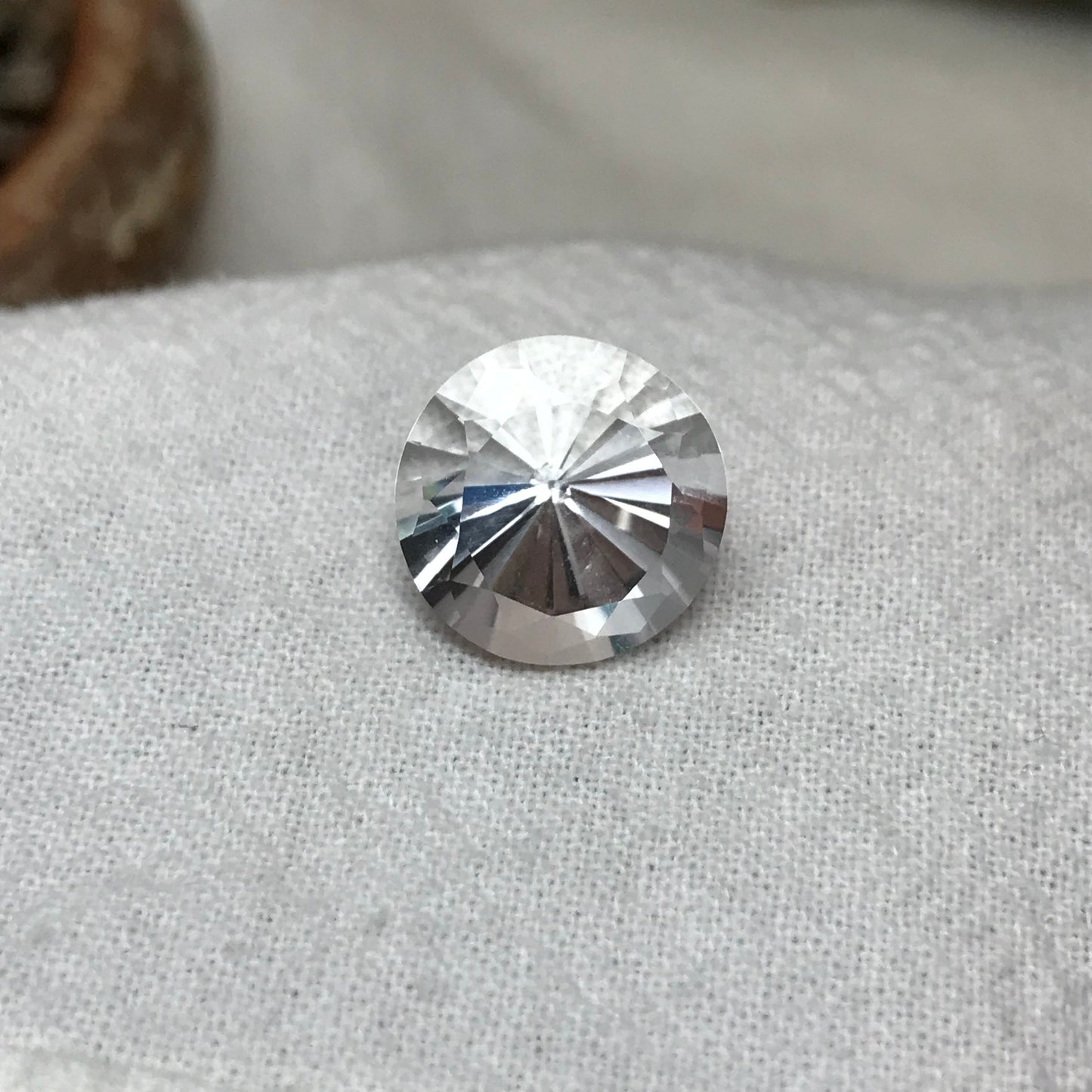 12.5mm Quartz 6.52 Carat Round Cut Loose Gem, Chipped Gemstone Faceted Stone, Imperfect Loose Gemstone