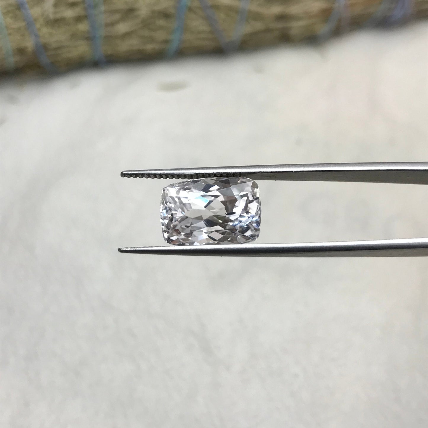 9.70 ct Light Kunzite/Spodumene 13x9mm Cushion Cut, Nearly Colorless Spodumene, Faceted Loose Gemstone,