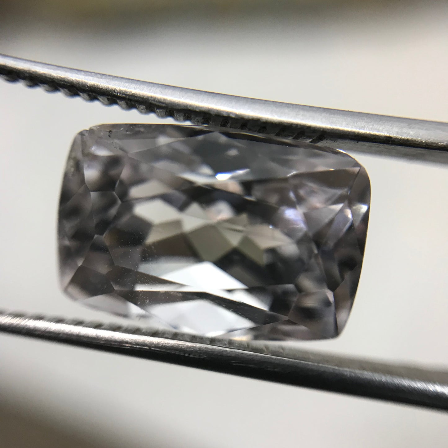 9.70 ct Light Kunzite/Spodumene 13x9mm Cushion Cut, Nearly Colorless Spodumene, Faceted Loose Gemstone,