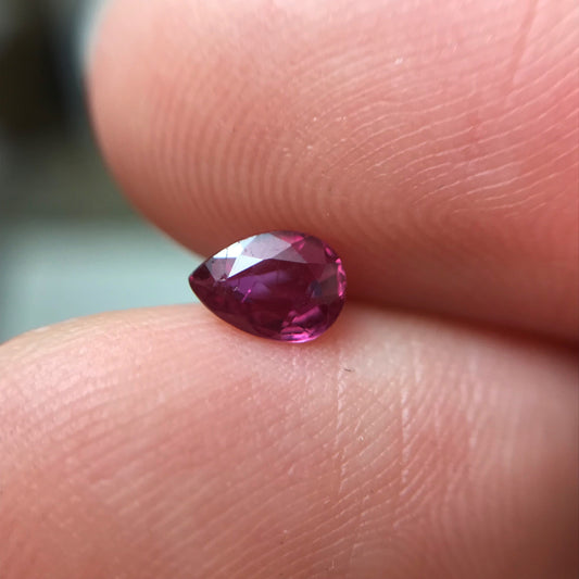 0.38 ct Natural Ruby 5.5x4mm Pear Cut, Loose Imperfect Gemstone, Faceted Gem, Red Beautiful July Birthstone, Genuine Earth Mined
