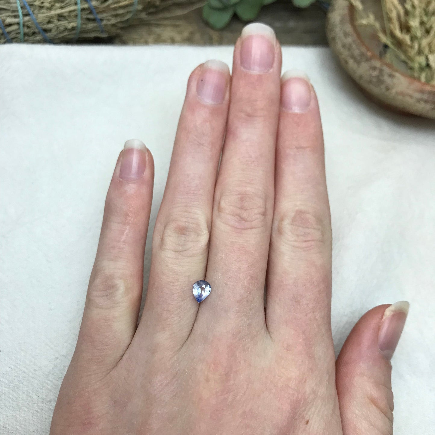 6x5mm Natural Ice Blue Sapphire 0.63 Carat, Pear Light Blue Sri Lanka Sapphire, Faceted Loose Gemstone