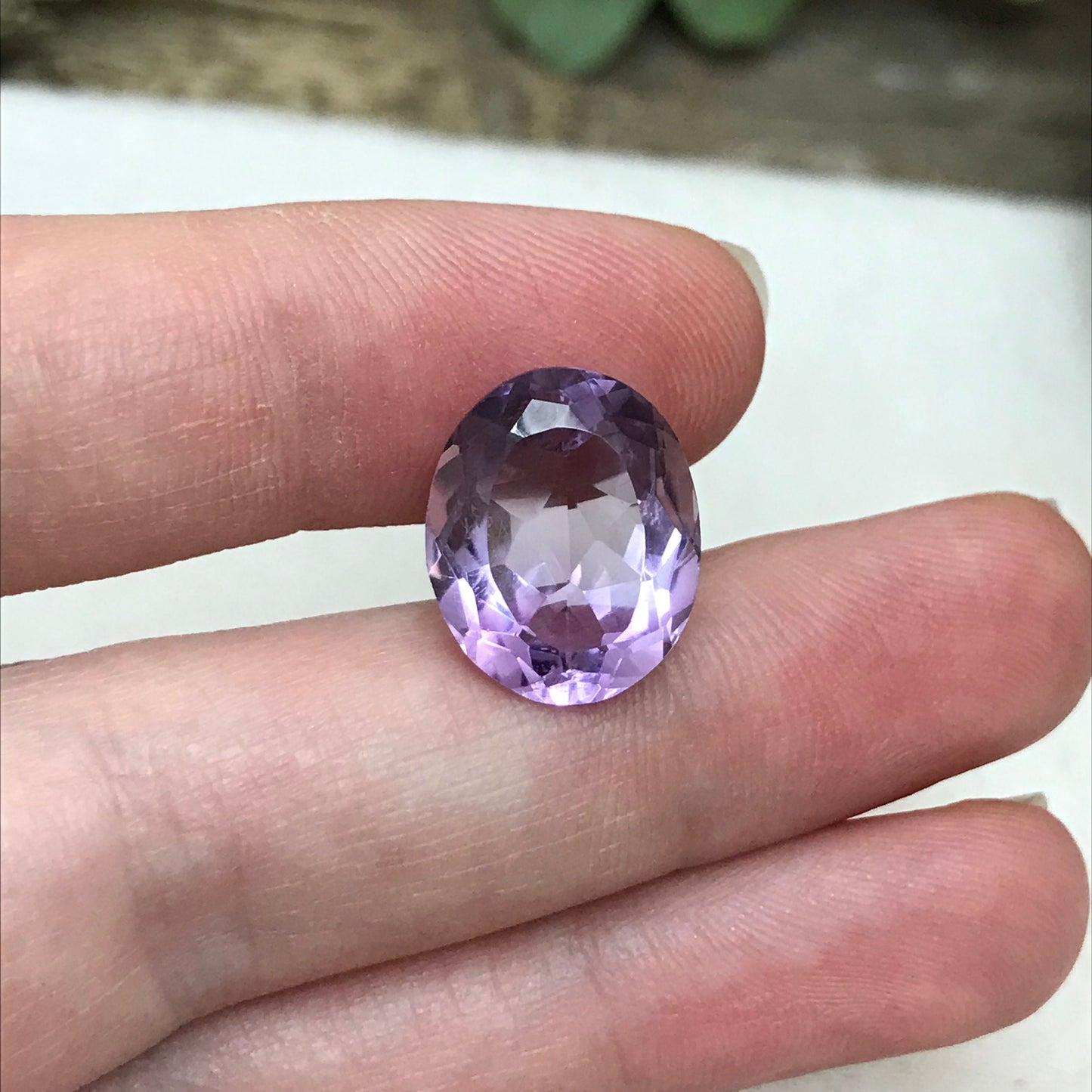 7.81 ct Light Purple Amethyst, 15.3x12.4mm Oval, Loose Gem Reclaimed/Recycled Gemstone Faceted for Jewelry setting, February Birthstone