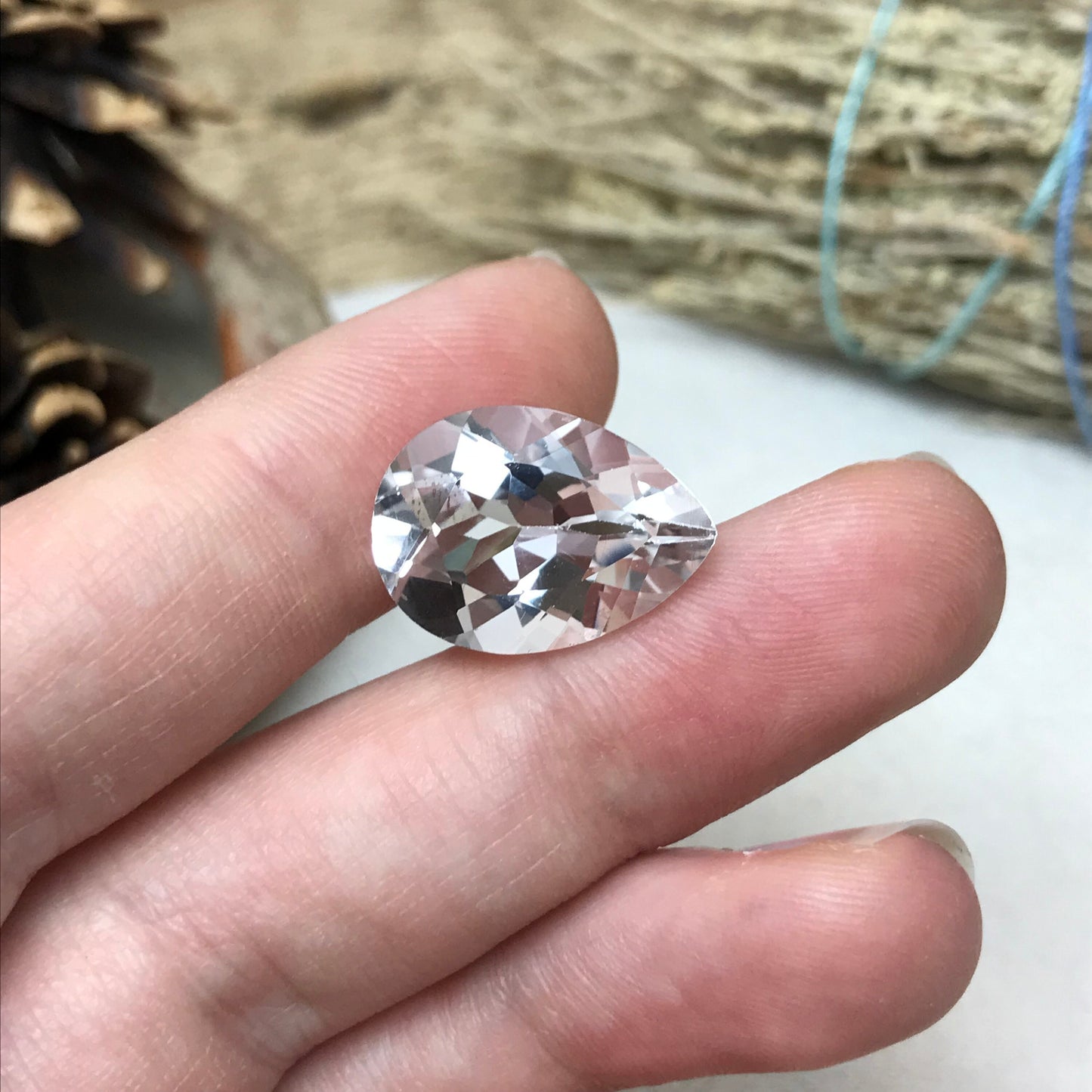18x13 mm Clear Topaz 13.71 carat, Pear Cut Loose Gem Reclaimed/Recycled Gemstone, Faceted White Topaz