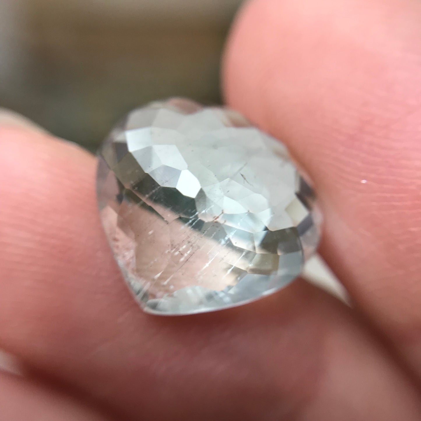 6 carat Aquamarine 14x13mm Fat Pear Cut, Natural Light Blue Aquamarine, Faceted Loose Gem,