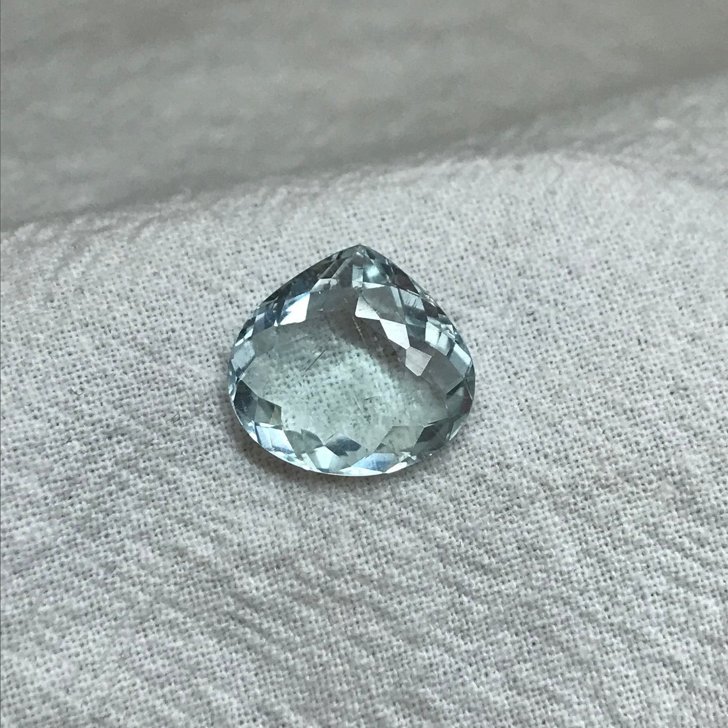 6 carat Aquamarine 14x13mm Fat Pear Cut, Natural Light Blue Aquamarine, Faceted Loose Gem,