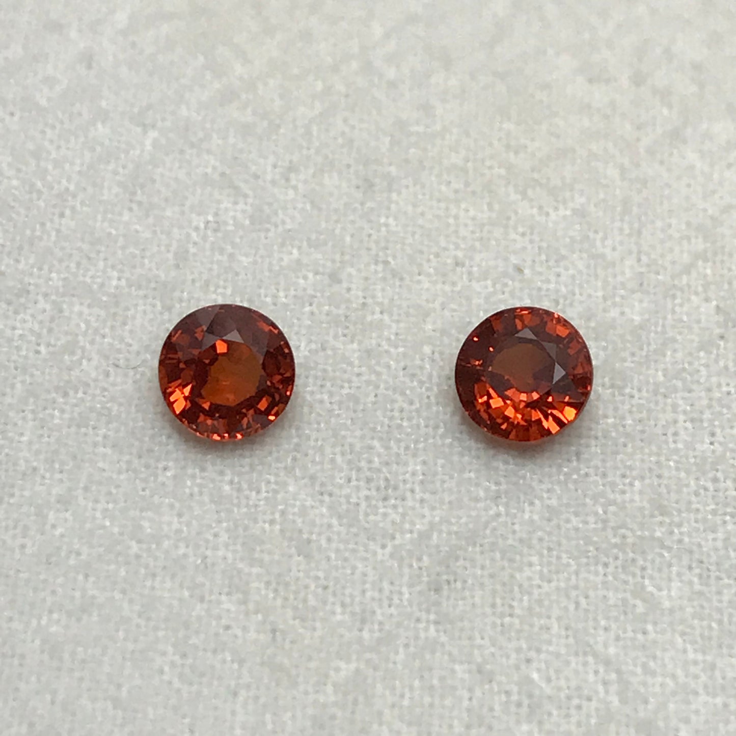 Pair of 5.6mm Natural Mandarin Spessartite Garnet 1 carat Round Faceted Gemstones, 2.21 TCW Loose Gem Red Orange Garnet