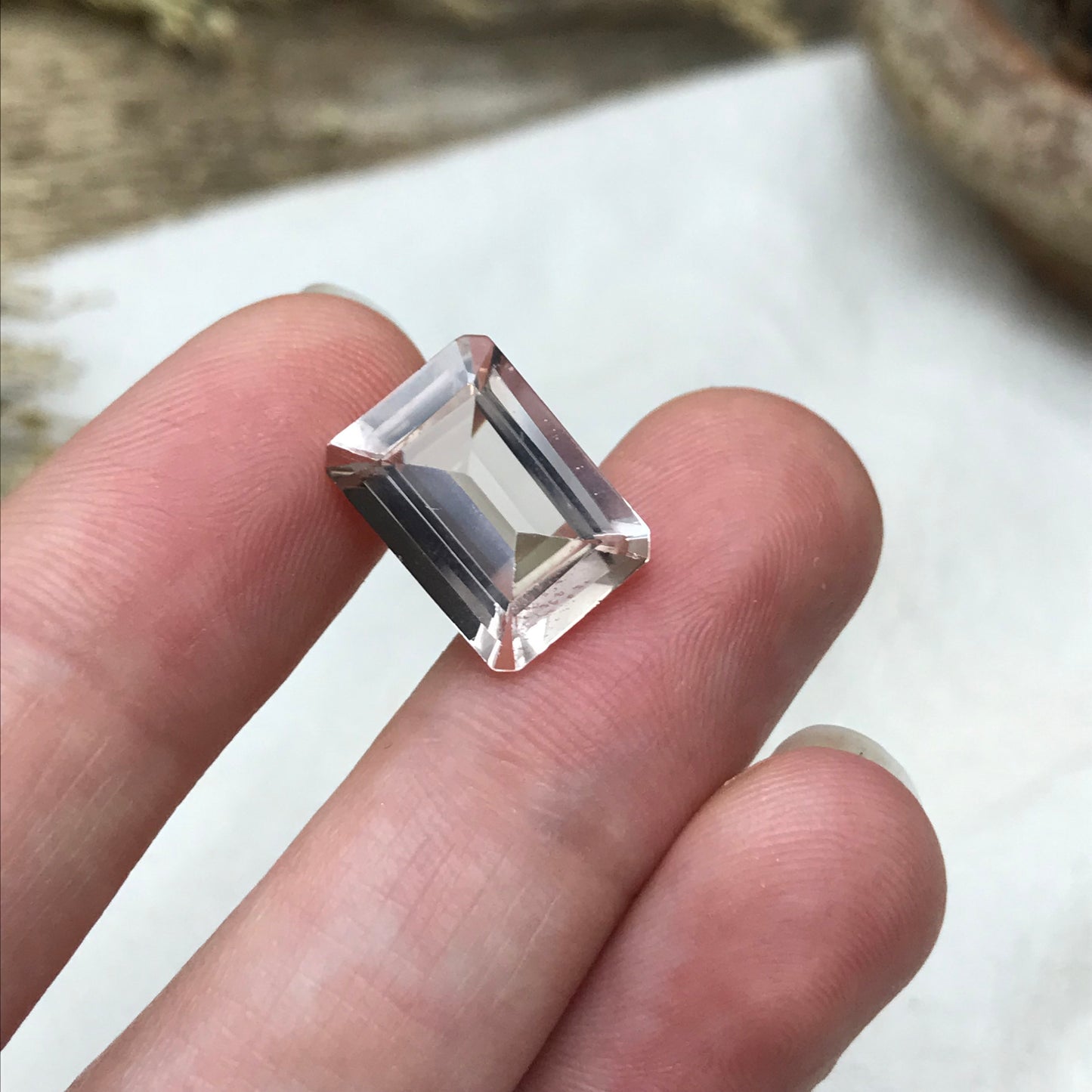 14x10mm Morganite 5.92 Carat Emerald Cut Peachy Pink Loose Gemstone For Engagement Ring