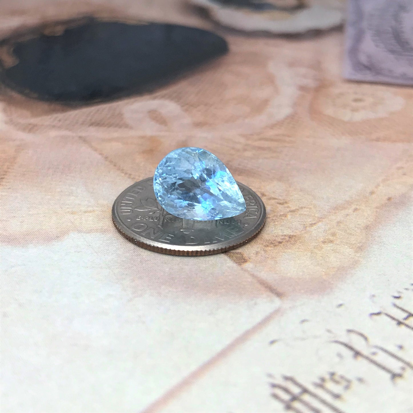 Natural Aquamarine 11x8mm 3.45 carats Light Blue Pear Cut Loose Gem Faceted Gemstone Beryl March Birthstone