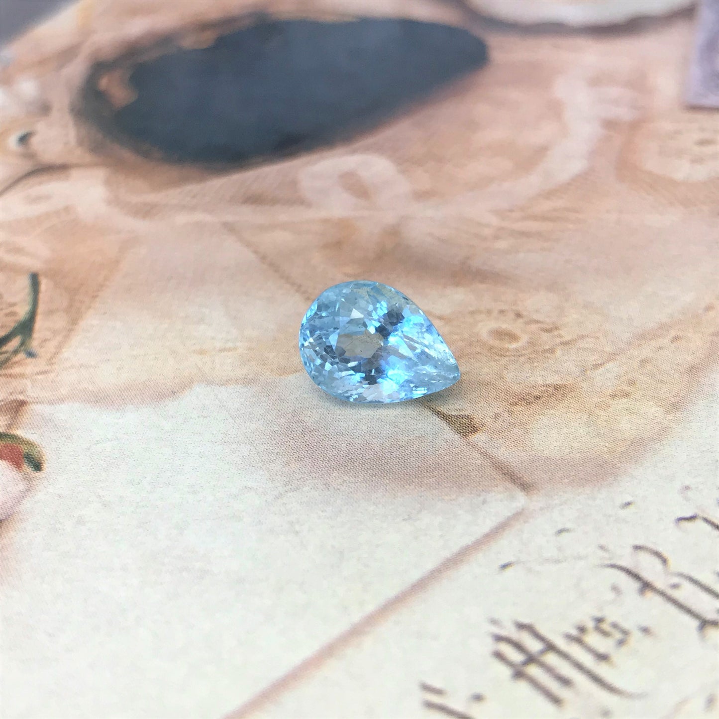 Natural Aquamarine 11x8mm 3.45 carats Light Blue Pear Cut Loose Gem Faceted Gemstone Beryl March Birthstone
