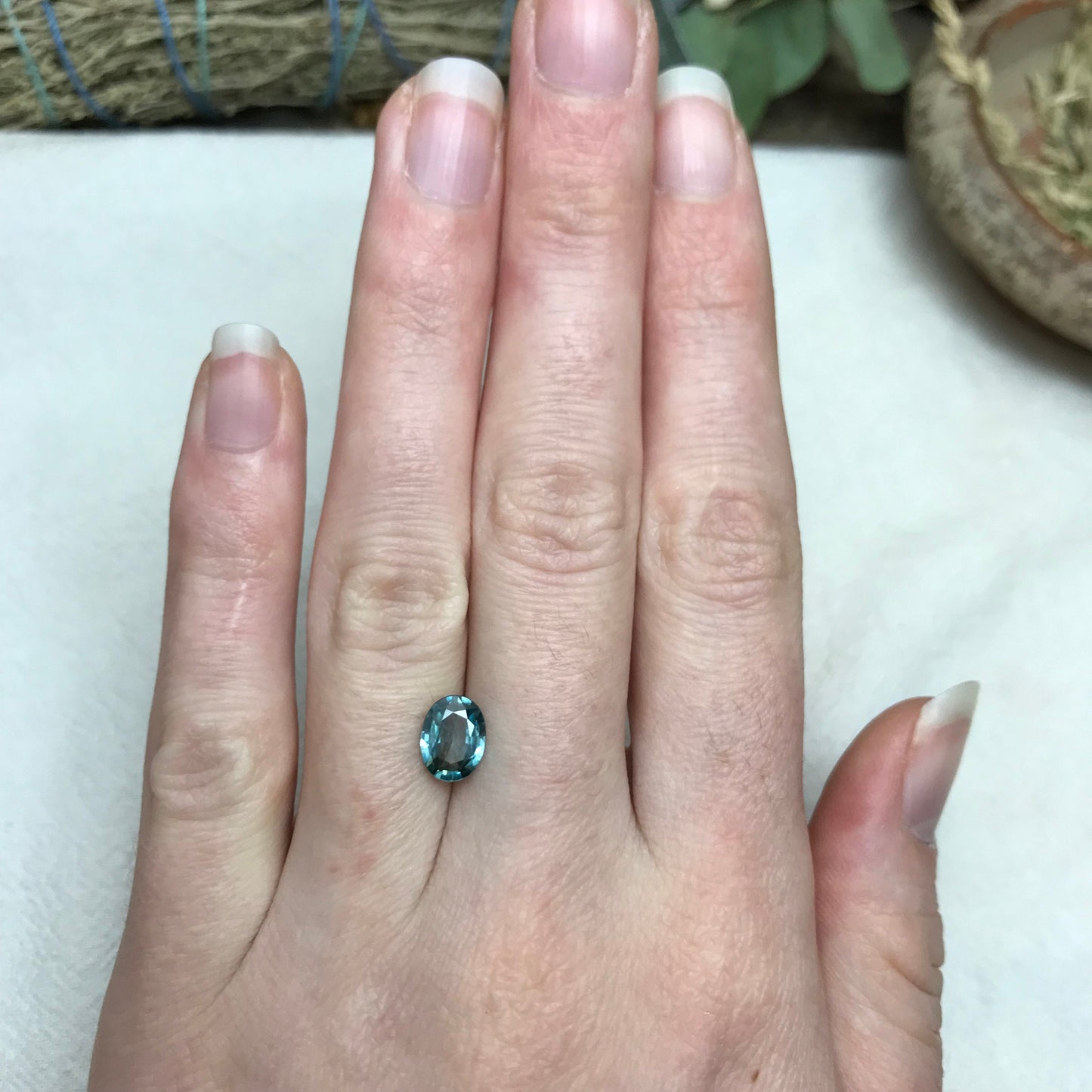 8x6mm Green Blue Zircon 1.65 carat Oval Loose Gemstone Unmounted, Sea Blue Zircon, December Birthstone, Natural Loose Zircon