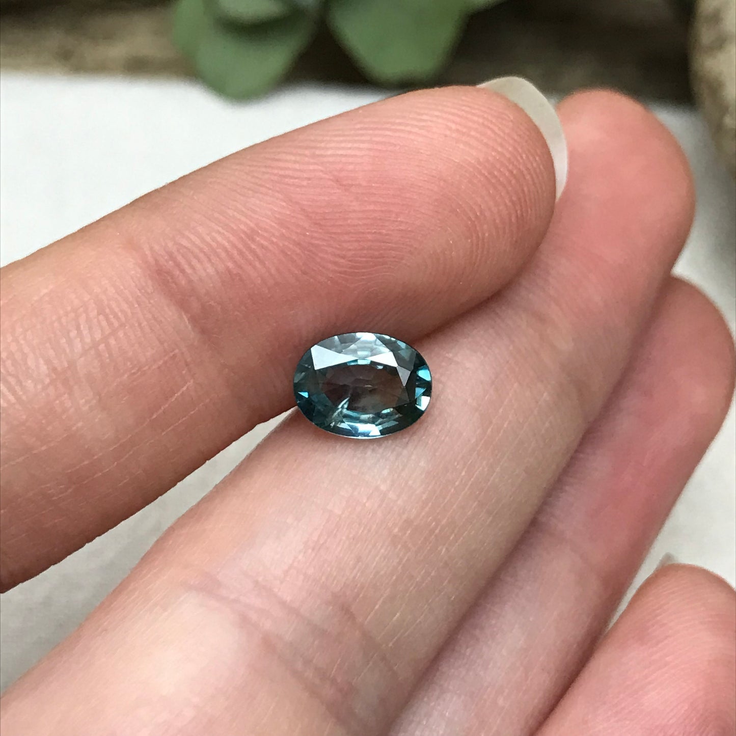 8x6mm Green Blue Zircon 1.65 carat Oval Loose Gemstone Unmounted, Sea Blue Zircon, December Birthstone, Natural Loose Zircon