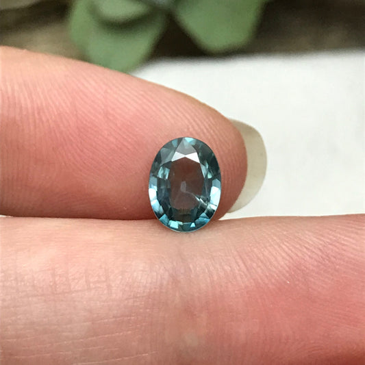 8x6mm Green Blue Zircon 1.65 carat Oval Loose Gemstone Unmounted, Sea Blue Zircon, December Birthstone, Natural Loose Zircon
