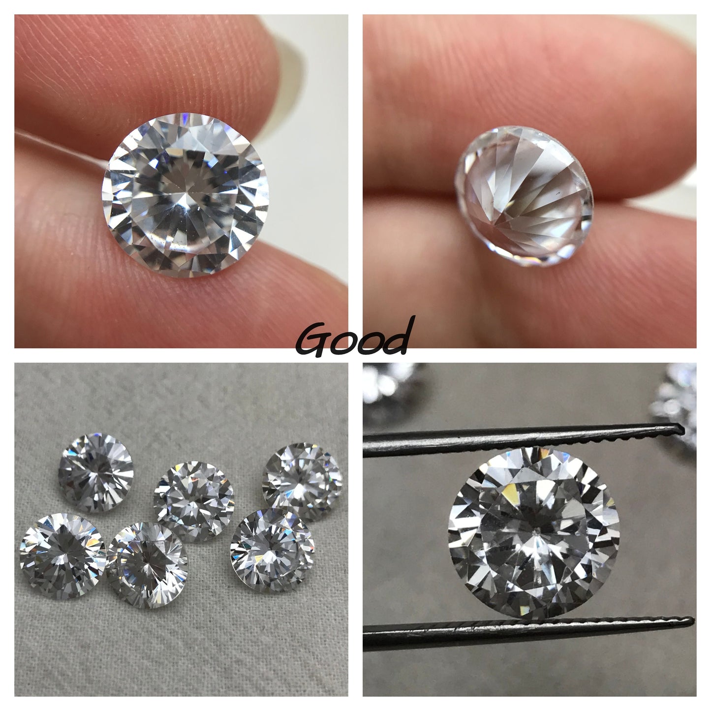 One- 10mm Round Cubic Zirconia 6-7 carat Clear Colorless CZ, Inexpensive Diamond Simulant,  Faceted Loose Gemstone for Jewelry Setting