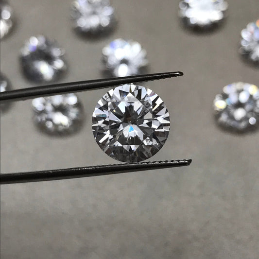 One- 10mm Round Cubic Zirconia 6-7 carat Clear Colorless CZ, Inexpensive Diamond Simulant,  Faceted Loose Gemstone for Jewelry Setting