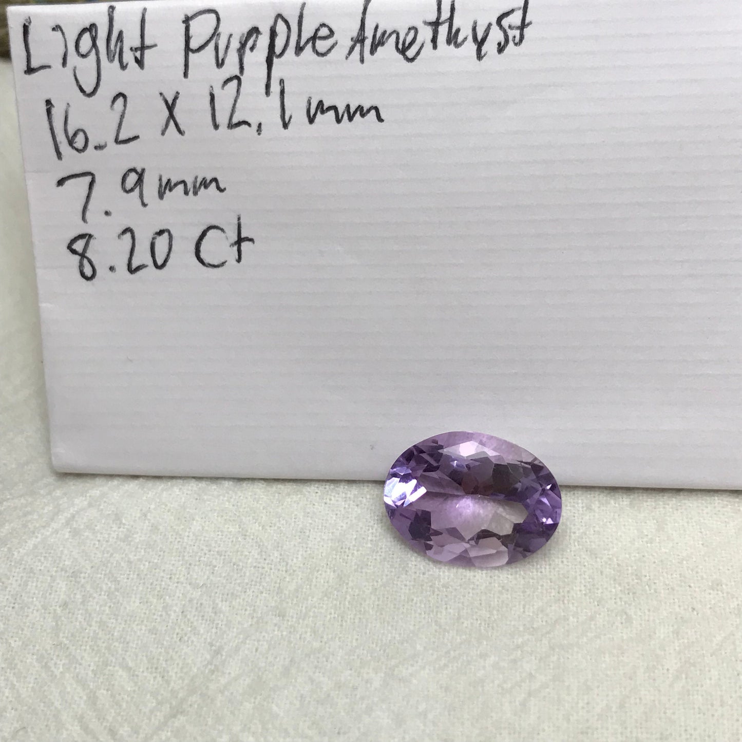 16x12mm  Light Purple Amethyst, Oval, 8.20 carat Loose Gem Reclaimed/Recycled Gemstone Faceted for Jewelry setting, February Birthstone