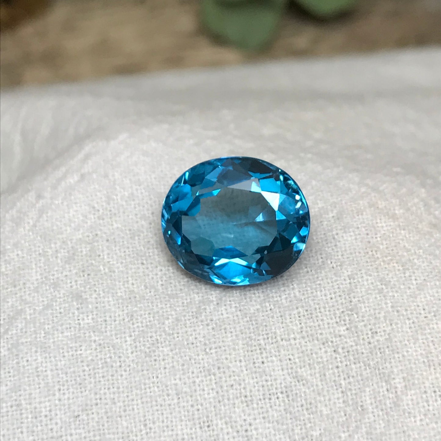 13x11mm Blue Topaz 9.58 carat, Oval Cut Loose Gem, Faceted Baby London Blue, Unmounted December Birthstone, US Seller
