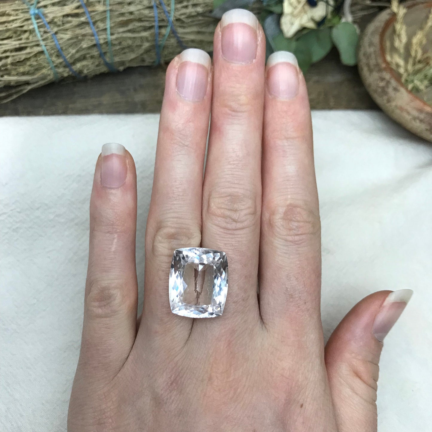 23 ct Light Kunzite/Spodumene 19x16mm Antique Cushion Cut, Imperfect Gem, Nearly Colorless Spodumene, Faceted Loose Gemstone,