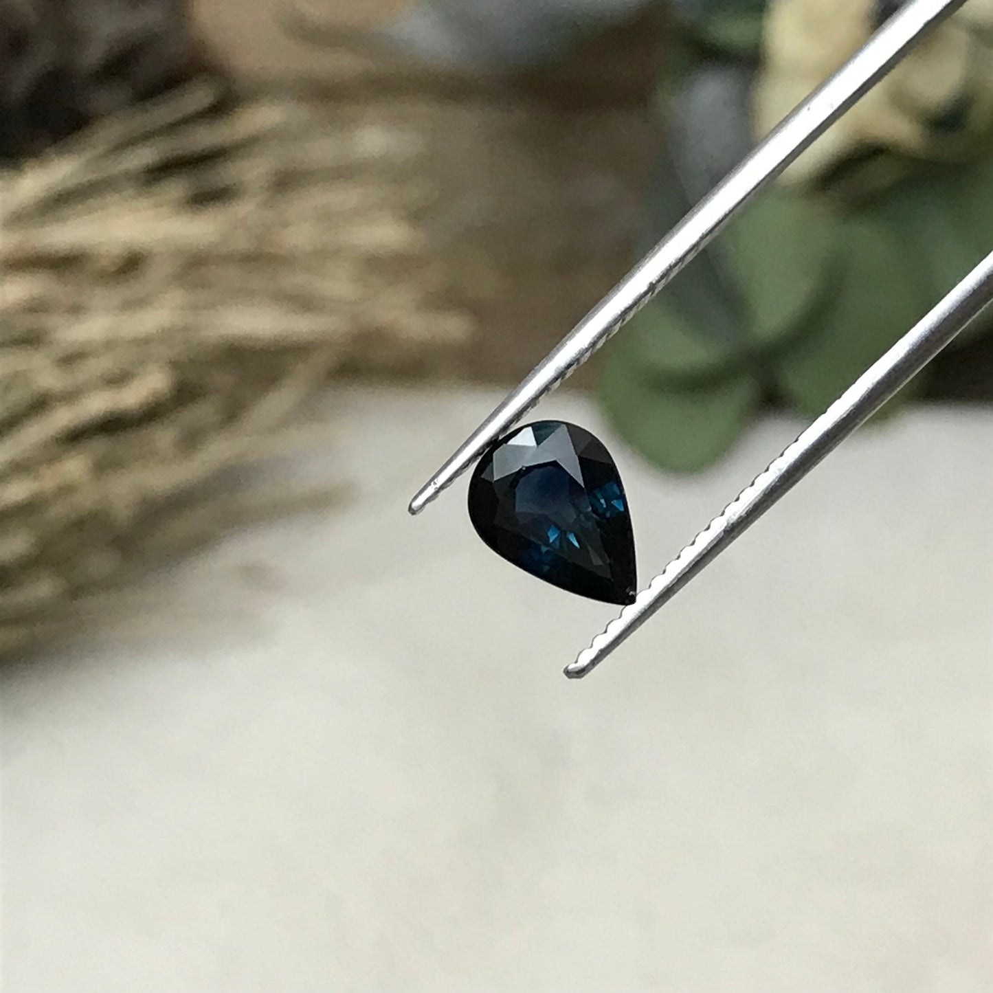 Natural Dark Blue Sapphire 8x6mm 1.47 Carat Pear Tear Drop Corundum Very Dark Blue Gem Faceted Loose Unmounted Gemstone Heated Sapphire