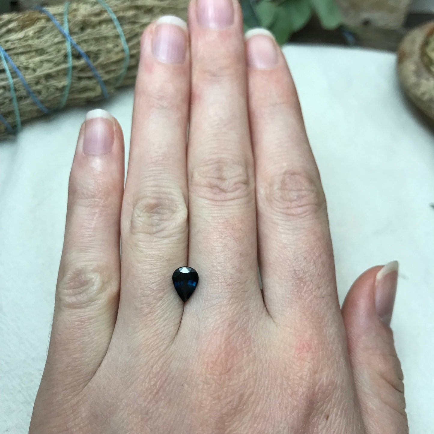 Natural Dark Blue Sapphire 8x6mm 1.47 Carat Pear Tear Drop Corundum Very Dark Blue Gem Faceted Loose Unmounted Gemstone Heated Sapphire