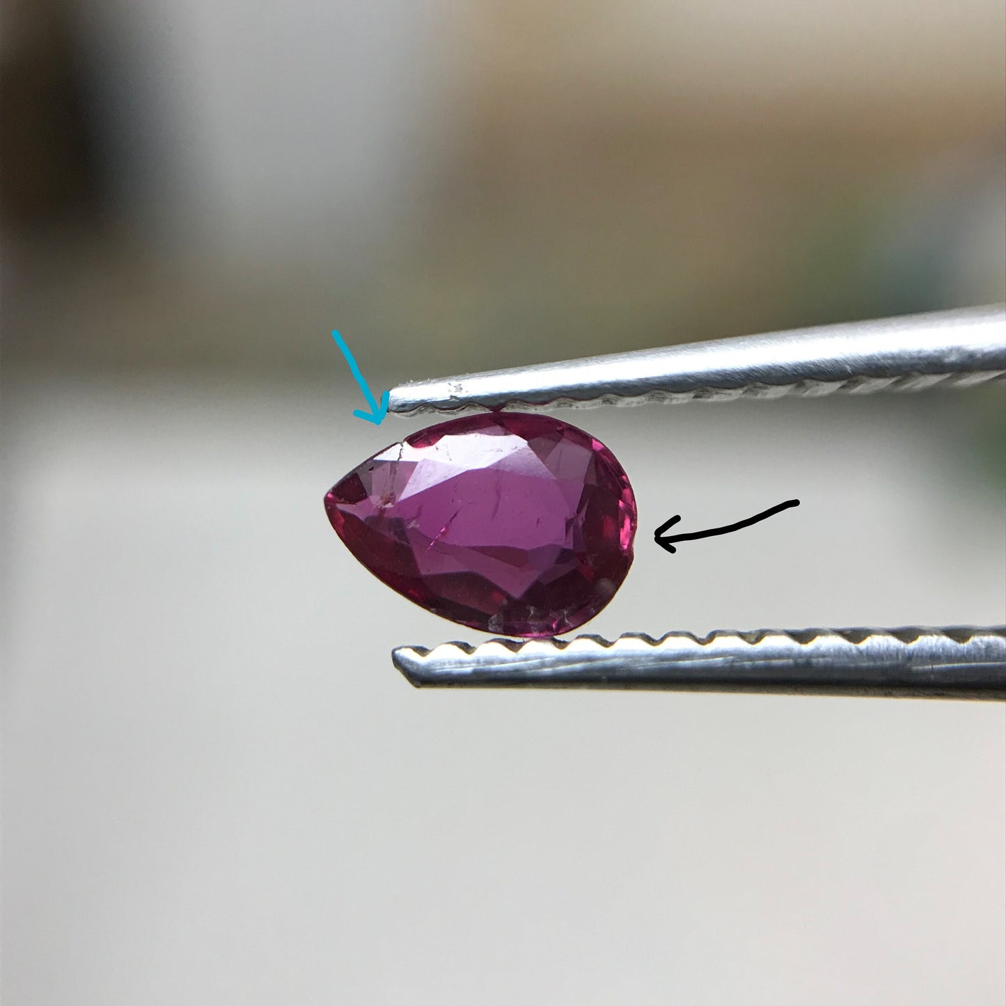 0.38 ct Natural Ruby 5.5x4mm Pear Cut, Loose Imperfect Gemstone, Faceted Gem, Red Beautiful July Birthstone, Genuine Earth Mined