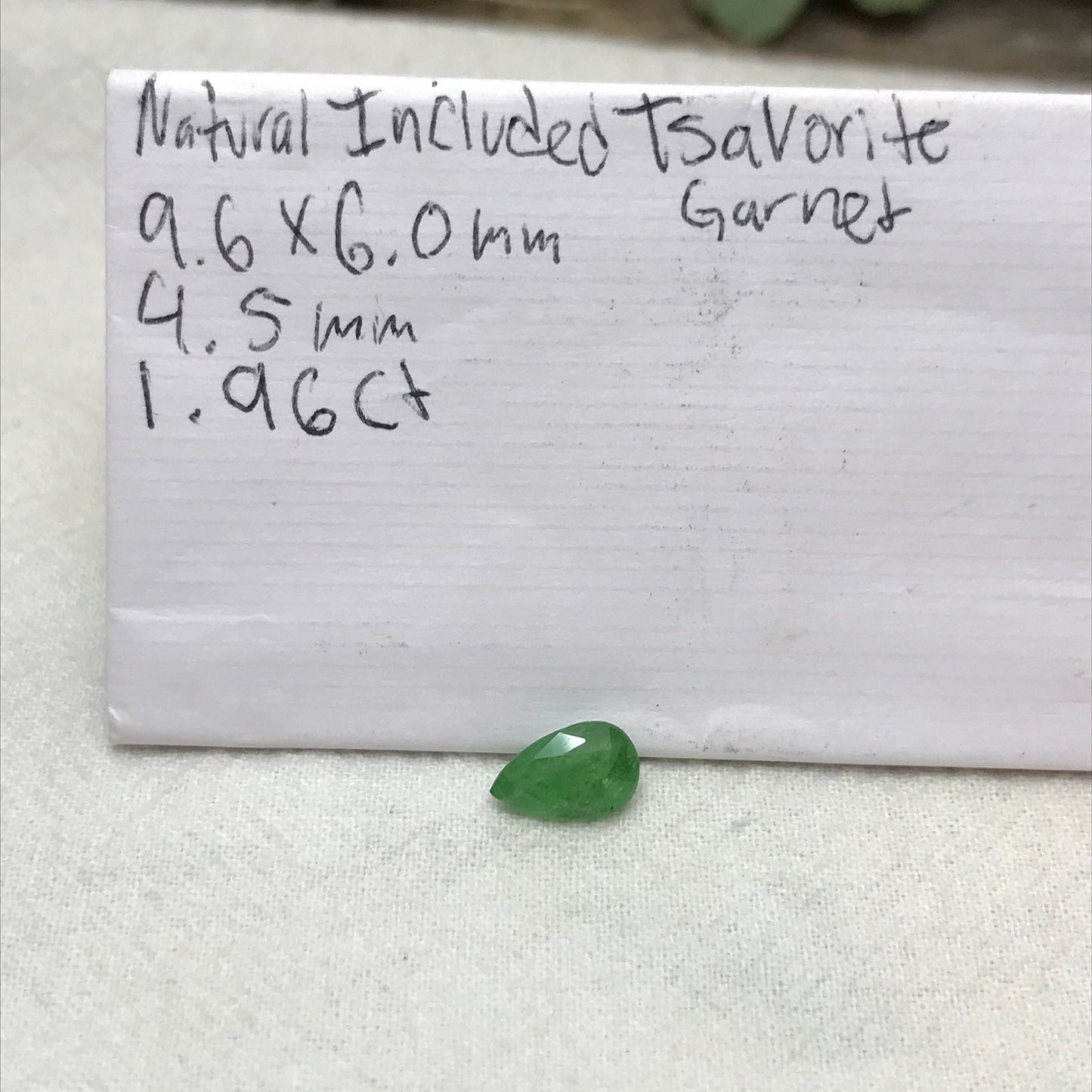 2 Ct Natural Green Tsavorite Garnet 9.5x6mm Pear Cut, 1.96 ct, Faceted Loose Unmounted Gemstone for Jewelry, Emerald look a like.