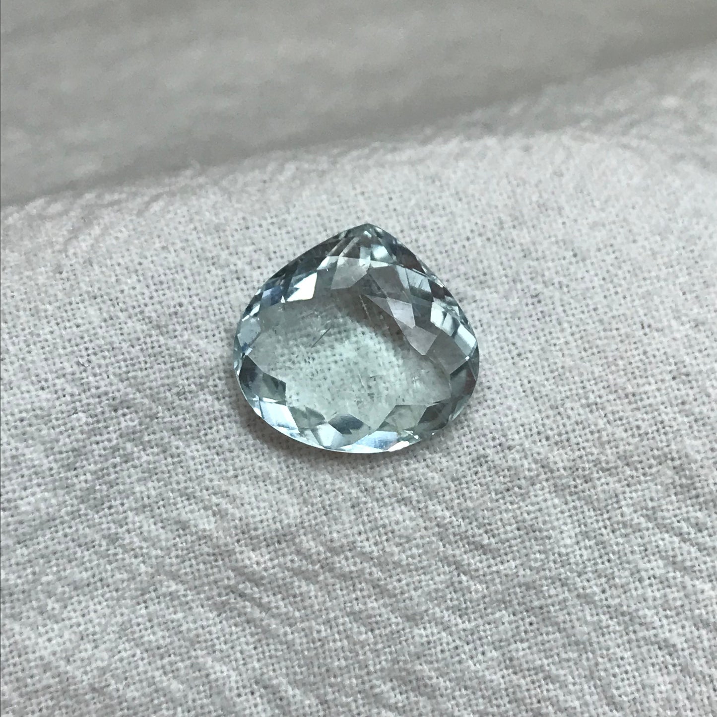 6 carat Aquamarine 14x13mm Fat Pear Cut, Natural Light Blue Aquamarine, Faceted Loose Gem,