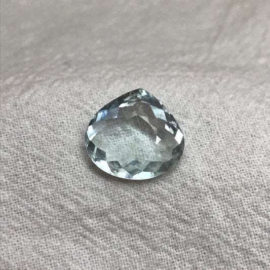 6 carat Aquamarine 14x13mm Fat Pear Cut, Natural Light Blue Aquamarine, Faceted Loose Gem,