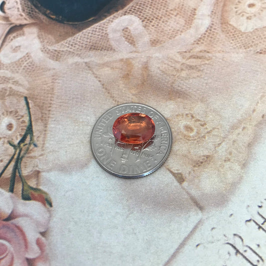 Natural Orange Sapphire 9x6.7mm 1.98 Carats Oval Cut Faceted Gem Loose Unmounted Gemstone Earth Mined Beryllium Treated