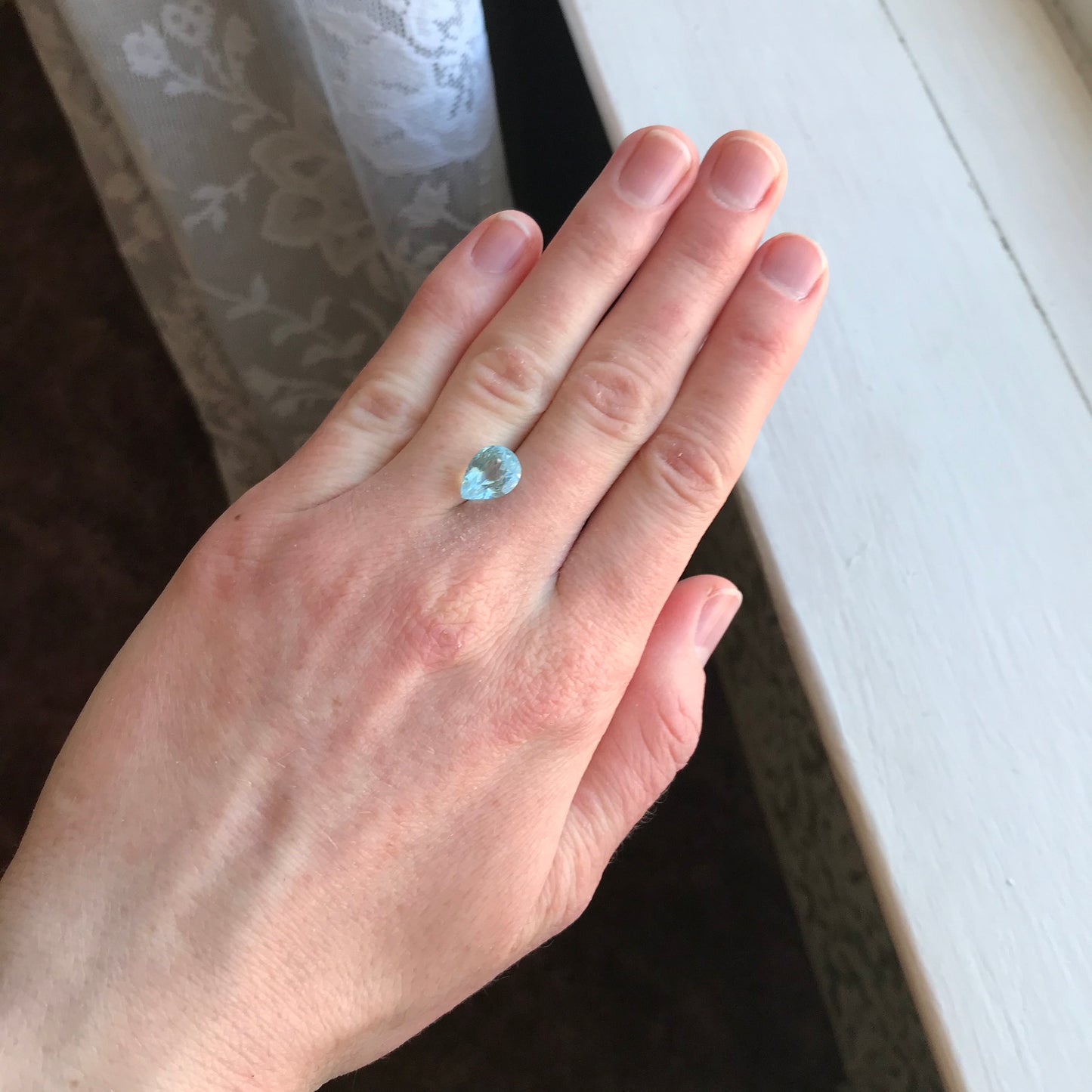 Natural Aquamarine 11x8mm 3.45 carats Light Blue Pear Cut Loose Gem Faceted Gemstone Beryl March Birthstone