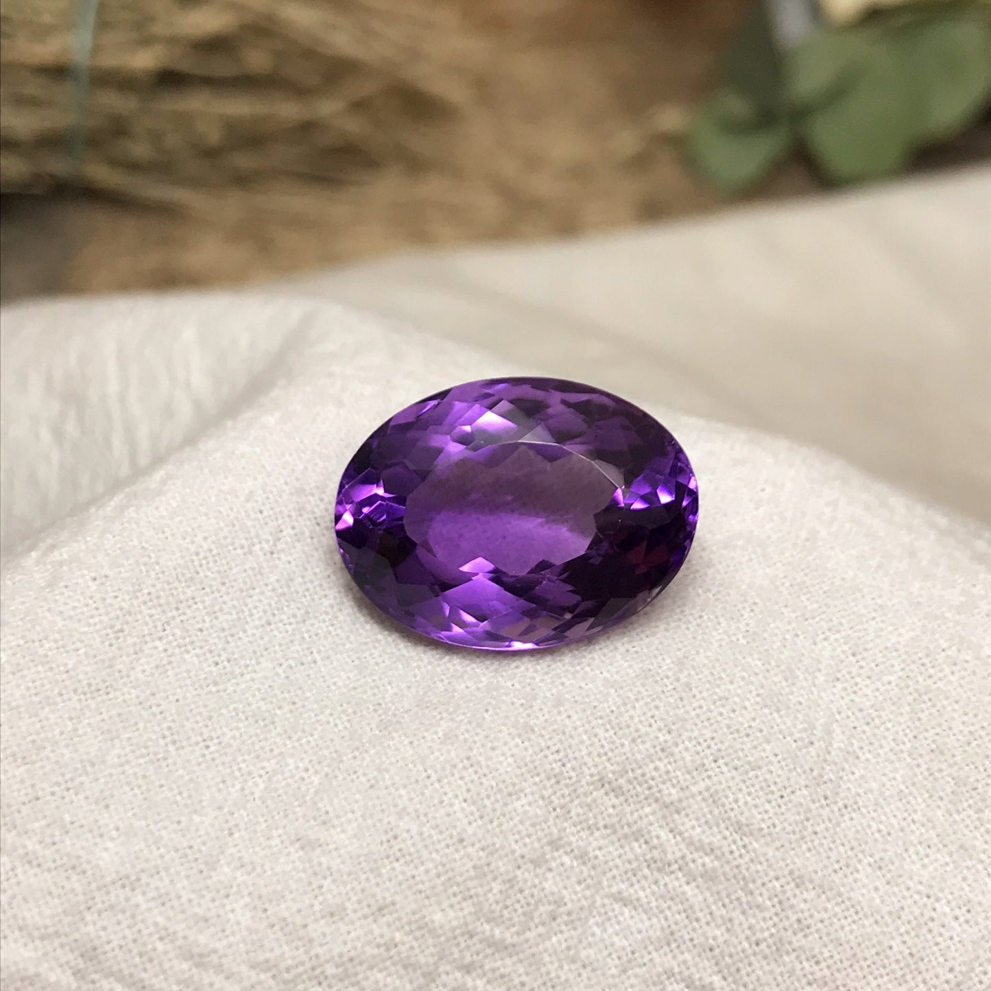 20x15mm Purple Amethyst 18.73 carat Oval, Nice Cut Loose Natural Gem Reclaimed/Recycled Gemstone, Faceted, February Birthstone Large