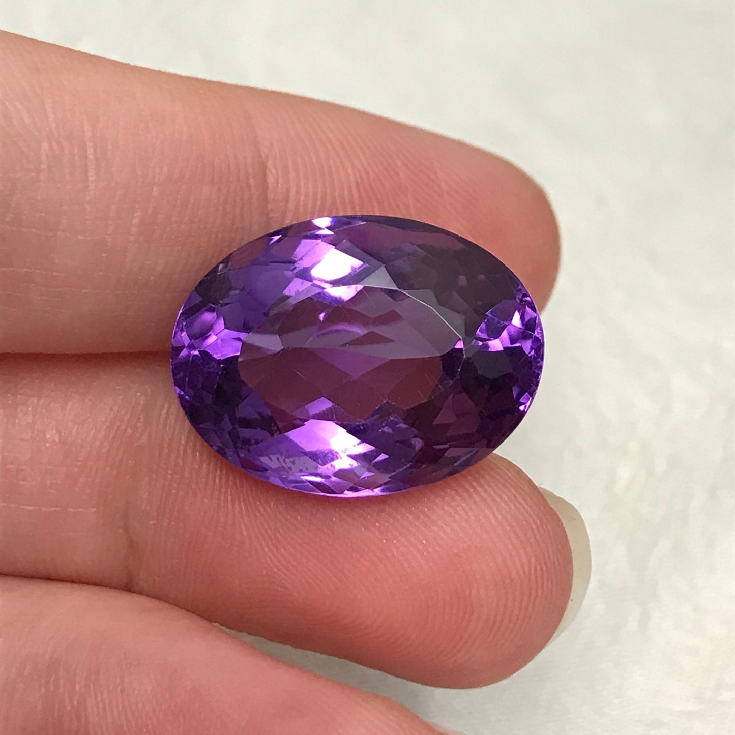 20x15mm Purple Amethyst 18.73 carat Oval, Nice Cut Loose Natural Gem Reclaimed/Recycled Gemstone, Faceted, February Birthstone Large