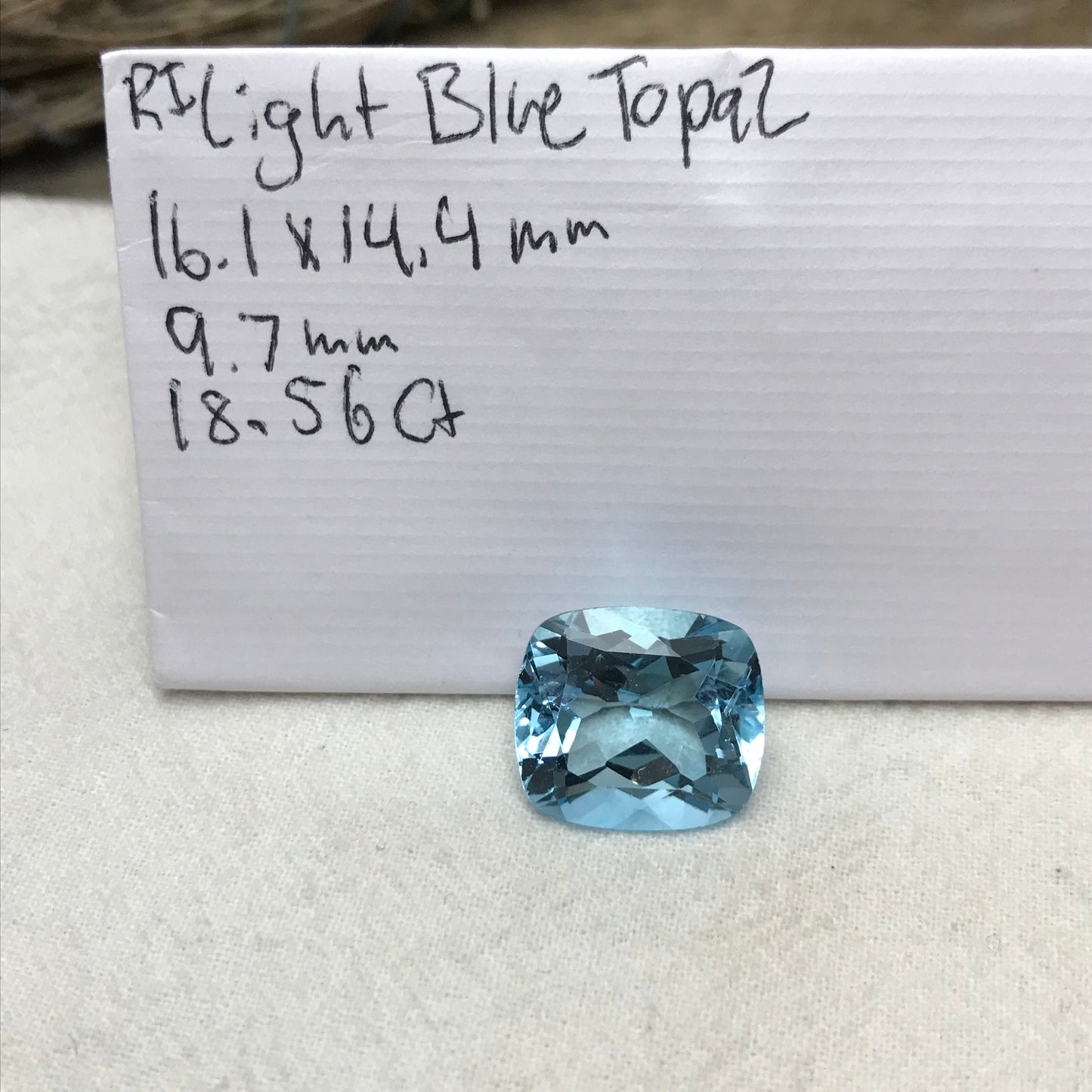 18.56 ct Sky Blue Topaz 16x14.5 Cushion Cut Loose Gemstone Blue Topaz, Recycled Faceted Blue Topaz, December Birthstone