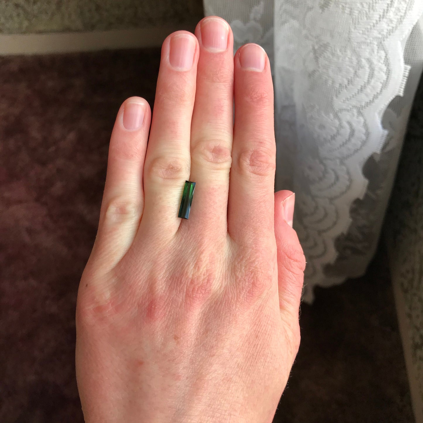 Natural Bi-Color Tourmaline 14x3.7mm 1.80 carat Rectangle Scissor Cut Faceted Loose Unmounted Gem Gemstone Earth Mined Genuine, Green Blue