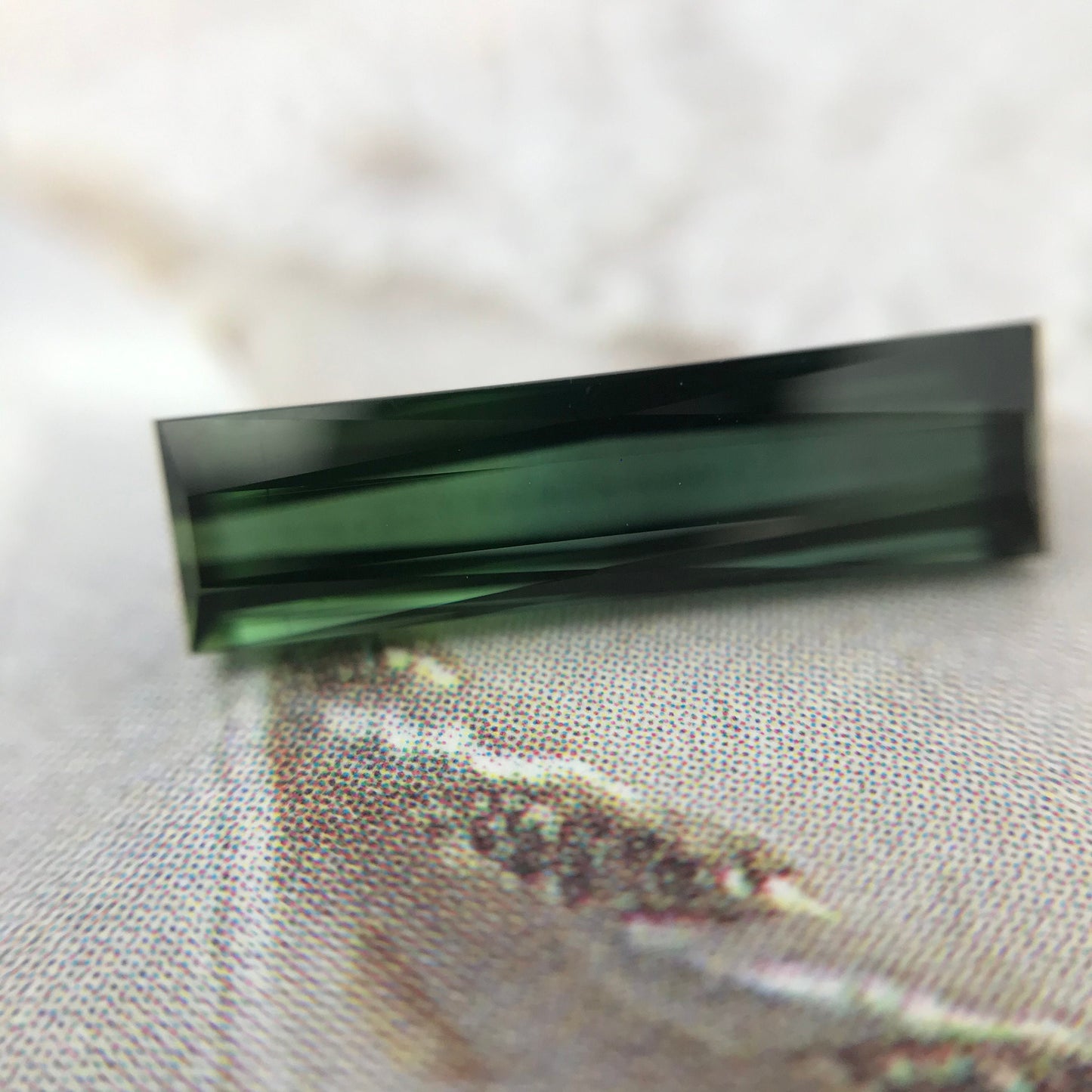 Natural Bi-Color Tourmaline 14x3.7mm 1.80 carat Rectangle Scissor Cut Faceted Loose Unmounted Gem Gemstone Earth Mined Genuine, Green Blue