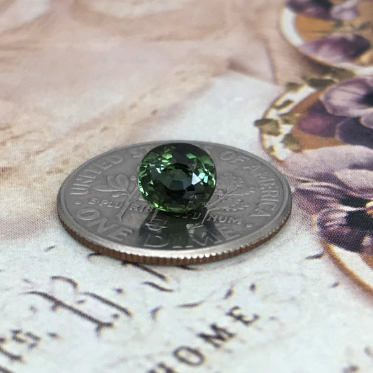 Natural Green Tourmaline 0.97 carats 5.7x5.1mm Oval Cut, Faceted Unmounted Loose Gemstone, Genuine Earth Mined Gem