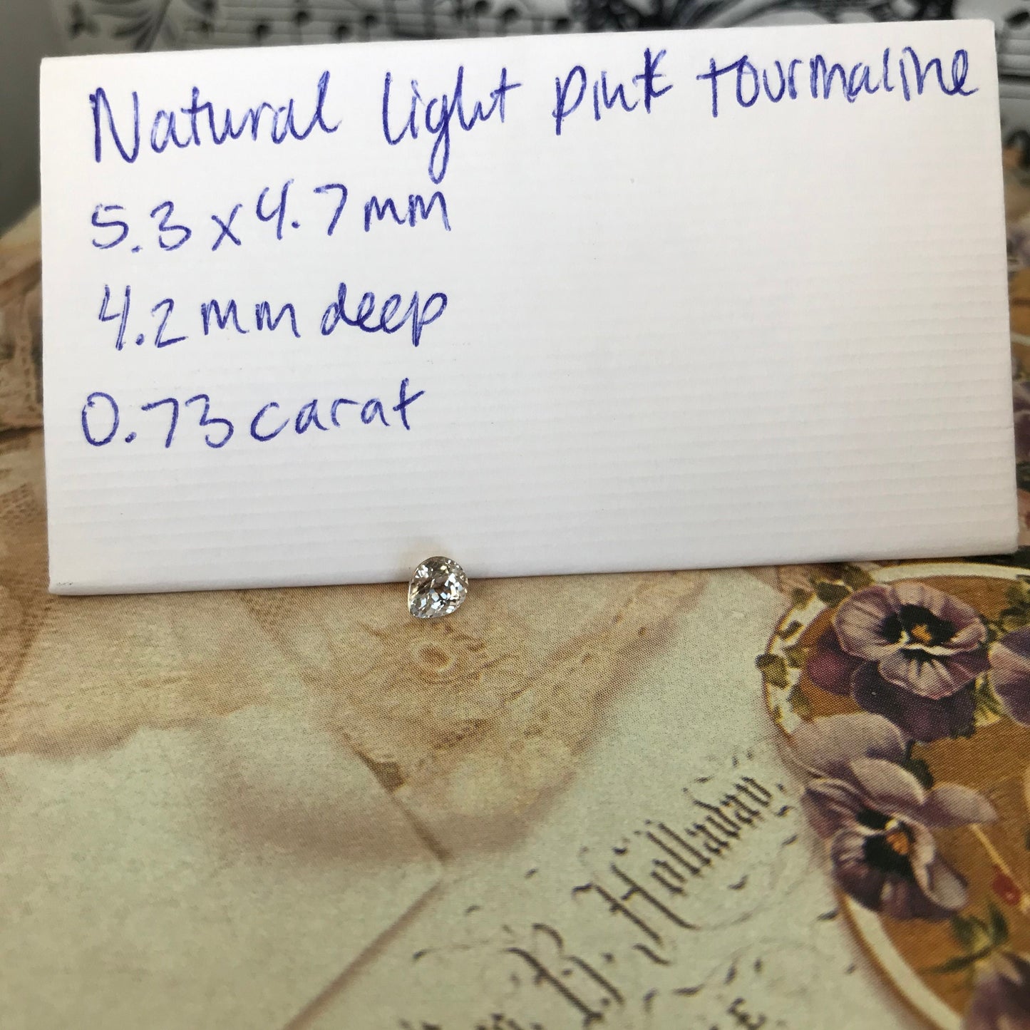 0.73 ct Natural Pink Tourmaline 5.3x4.7mm Faceted Loose Unmounted Gemstone Pear Cut Very Light Pink